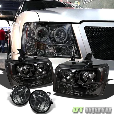 Faros proyectores ahumados 07-14 Suburban Tahoe 07-13 Avalanche Halo + lámparas antiniebla Foto 1 de 4