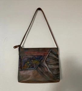 Bolso de cuero pintado a mano firmado Jane Yoo - Imagen 1 de 15