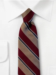 Robert Talbott Vintage Krawatte dunkelblau weinrot/rot beige gestreift Krawatte Neu mit Etikett - Bild 1 von 10