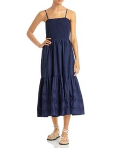 Aqua ärmelloses Kleid mit gesmokten Ösen - 100 % exklusiv blau Large - Bild 1 von 4