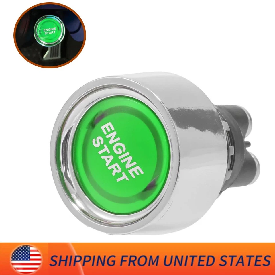 Universal 12V Car Illuminated Engine Start Switch Push Button Race Starter Green Foto 1 de 4