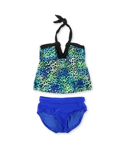 Island Escape Womens It's A Wrap High Waist 2 Piece Tankini, Blue, 14 - Picture 1 of 1