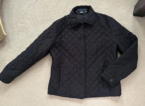 Ralph Lauren Size Large Jacket Black Diamond Quilted Button Collar Pockets - Picture 1 of 14