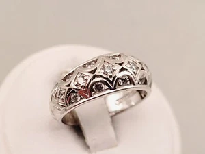 TACORI BEAUTIFUL FILIGREE ETERNITY STERLING SILVER CZ BAND RING SZ 7 - Picture 1 of 6