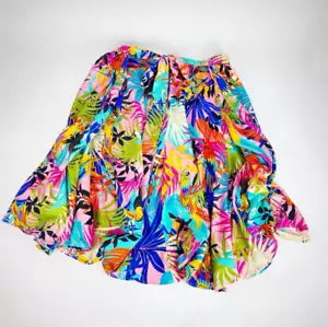 ASHLEY STEWART Tropical Parrots Skirt Rainbow Pockets Pinup Retro Womens Plus 4X - Picture 1 of 9