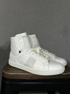 SAINT LAURENT Paris SL/01H 05 WHITE Leather HIGH-TOP Sneakers EUR-36 1/2 - Picture 1 of 19