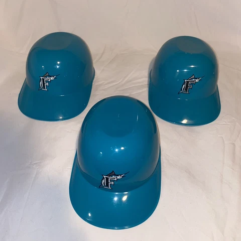 Lot of 3 Florida Marlins Plastic Mini Baseball Cap Helmet Souvenir (7 Inches) Cover