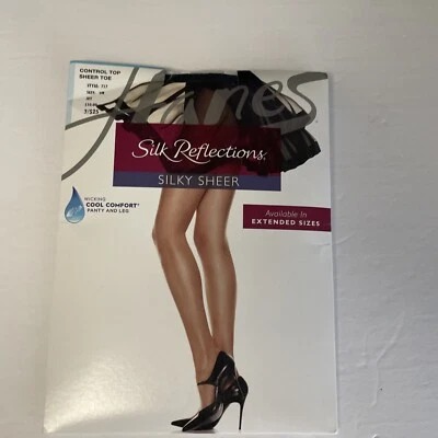 Hanes Silk Reflections Sedoso Transparente Absorbente Cool Comfort Color Jet Talla GH Foto 1 de 4