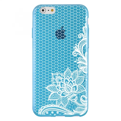 Custodia TPU Blu Trasparente Fiori Bianche Apple iPhone 6 5,5" - Immagine 1 di 1