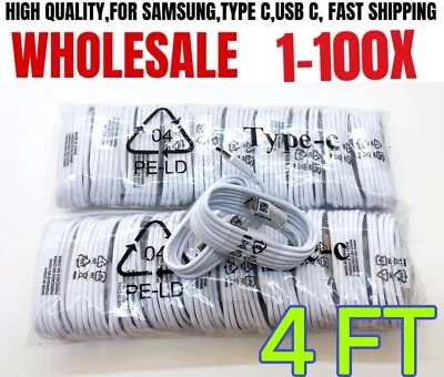 1-100X Wholesale Bulk Type C Charger Cable USB C Fast Charging Cord For Samsung - Image 1 of 4