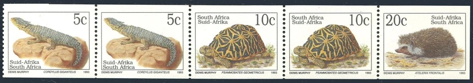 South Africa 854a strip/latin,MNH. Reptiles:Cordylus giganteus.Mammal:Atelerix - Image 1 of 1