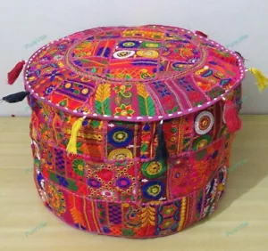 Indian Footstool Pouffe Cotton Ottoman Seating Cover Floral Bean Bag New - Picture 1 of 8