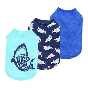 3 Pack Shark Dog Shirt, Summer Dog Clothes for Small Dogs Boy Girl, - Picture 1 of 8