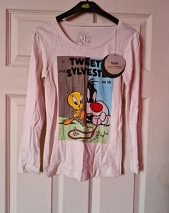 White Beige Looney Tunes Tweety Top Cartoon Kawaii XS - Picture 1 of 5