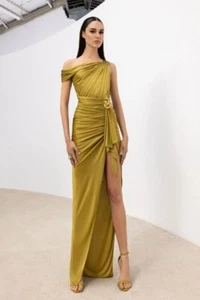 NWT Designer Jersey Gown with Brooch Size FR 40 - Picture 1 of 2