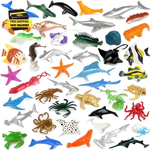 46 Pack Mini Ocean Sea Animals Toys, Assorted Vinyl Plastic Ocean Animal Figures - Picture 1 of 6