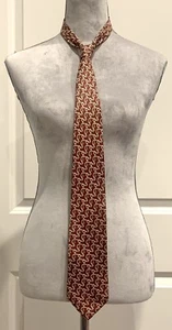 Land’s End Men’s 100% Silk Neck Tie Handmade Chain Links Business Red Christmas - Picture 1 of 3
