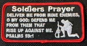 Soldaten Gebet Psalmen 59:1 Erlöse uns von unseren Feinden bestickt Biker Patch - Bild 1 von 1