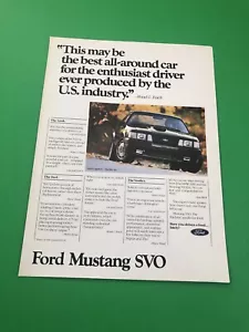 1984 1985 1986 FORD MUSTANG SVO ORIGINAL VINTAGE PRINT AD ADVERTISEMENT - Picture 1 of 1