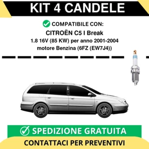 KIT 4 CANDELE per CITROËN C5 I Break 1.8 16V 85 kw anno 2001-2004 - Foto 1 di 2
