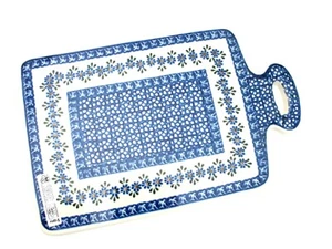 Boleslawiec Stoneware CHEESE PLATE Blue & White Handmade New in Box - Picture 1 of 9