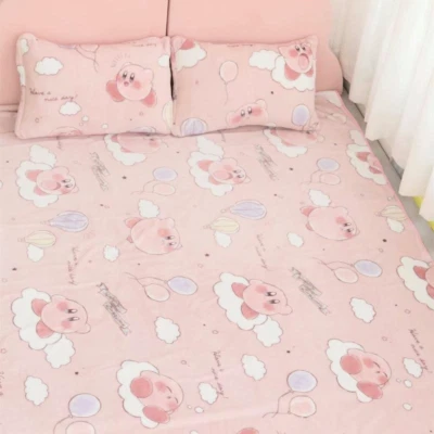 Anime Cute Kirby Star Fleece Blankets Nap Quilt Fuzzy Blanket Pillowcase Gift - Image 1 of 4