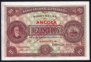 Portugal Portuguese Angola 10 escudos  10$00 1921 P-58  SPECIMEN   UNC - Picture 1 of 2