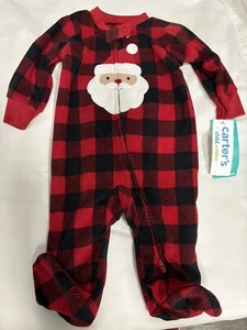 NEW Boys Carter’s Child Of Mine One Piece Christmas Plaid Sleeper 0-3 Months - Picture 1 of 2