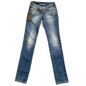Cipo & Baxx Women’s Neuquen Distressed Blue Denim Jeans Size W26 L34 New - Picture 1 of 8