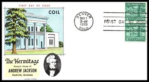 USA FDC - 1959 - 4 1/2c Coil Regular Issue The Hermitage, Scott # 1059 Fluegel - Picture 1 of 1