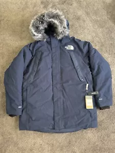 Parka North Face Outer Boroughs azul marino con capucha chaqueta de invierno de piel talla XL - Imagen 1 de 5