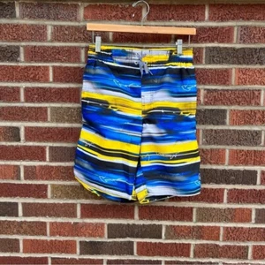 ZeroXposure Yellow Blue and Black Shark Design Boy’s Swim Trunks - Picture 1 of 3