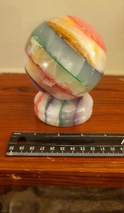 Large Onyx Sphere (100mm) and Onyx Base (Multi-Color) (Polished) - Picture 1 of 9