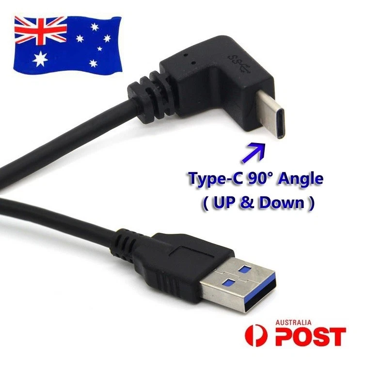 USB-C Up Down Left Right Angle Plug Male to USB 3.0 Male Adapter Cable Charger - Image 1 of 1