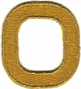1 7/8" Gold Metallic Monogram Block letter O Embroidery Patch - Picture 1 of 1