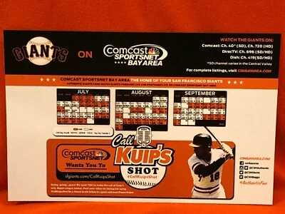 Cheer Card San Francisco SF Giants Authentic Fan Schedule Kuiper New SGA 2014 - Image 1 of 2