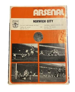 ARSENAL V NORWICH CITY - FA CUP 3RD ROUND REPLAY - 8/1/1974 - Picture 1 of 1