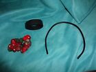 Lot  3-Black O Hair Tie Band Wide Pony Band Clip Foldable,red/green scrunchie, +