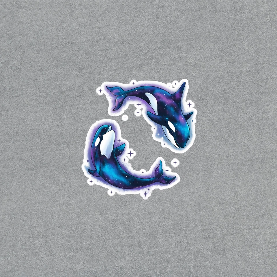 Cute Galaxy Orca Whale Sticker - Watercolor Space Whale Decal for Laptops #4595 - Image 1 of 1