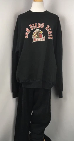 VTG 90s San Diego State SDSU Aztecs Sweatshirt Swetapants 2pc XL- TALL Russell Cover