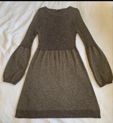 Vestido LM Lulu Paris Mezcla de Lana Dorado Brillante Con Mangas Campana Talla 1 XS/S Foto 1 de 4