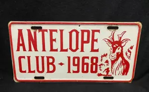 Topper de matrícula de Antelope Club 1968 vintage caza norteamericana - Imagen 1 de 4