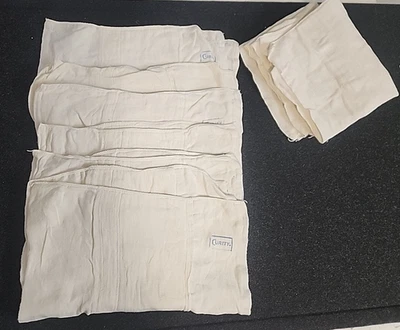 Lot 9 Curity Prefold Cloth Diapers 13x16 Cotton Birdseye White – Washed - Image 1 of 4