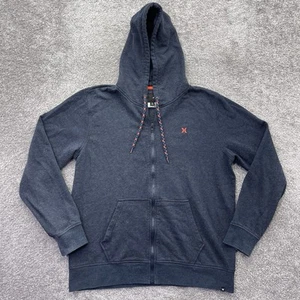 Hurley For Buckle Hoodie Mens Large Blue Hooded Sweatshirt Full Zip Speckled - Picture 1 of 10