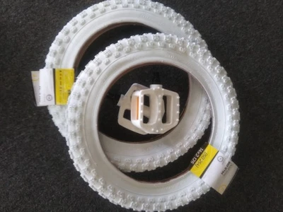Sunlite tires white (14x2.125) and white Haro resign pedals 1/2" for one pc - Image 1 of 4