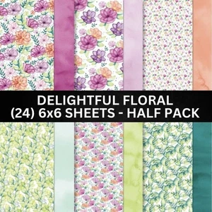 Stampin Up DELIGHTFUL FLORAL Designer Series Paper - HALF PACK (24) 6x6 Shts - Picture 1 of 1