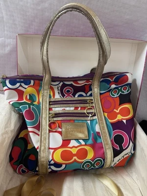 Bolso de Mano Coach Arte Pop Graffiti Amapola Firma con Bolsa para el Polvo y Orig. Caja Foto 1 de 4