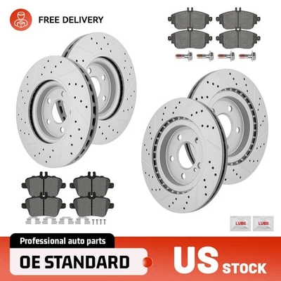 Rotores de freno perforados delanteros + traseros pastillas de cerámica para Mercedes-Benz CLA250 2014-2019 Foto 1 de 4