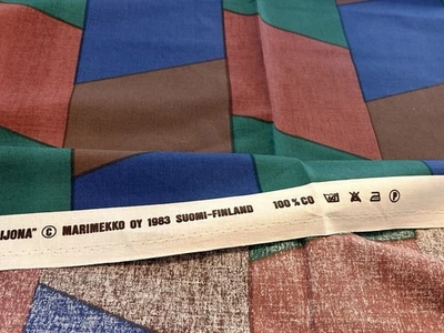 Fabric 100% cotton 2.4 yards MARIMEKKO Finland 1983 Vintage Leijona Geometric - Image 1 of 4