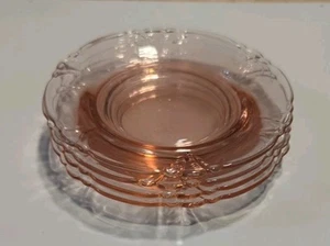 Set of 4-Vintage Heisey Glass Flamingo Pink Empress Saucers 4.5" - Picture 1 of 5